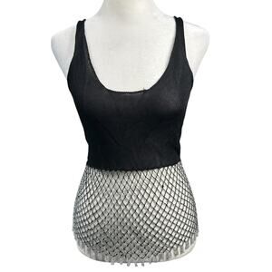 Seraph Mesh Fishnet Beaded Tank Top Shirt Whimsy Goth Punk Y2K Grunge Glam